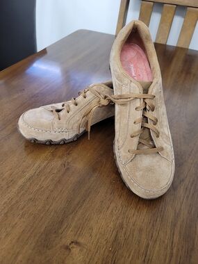 Skechers Women's Tan Suede Lace-Up Sneakers